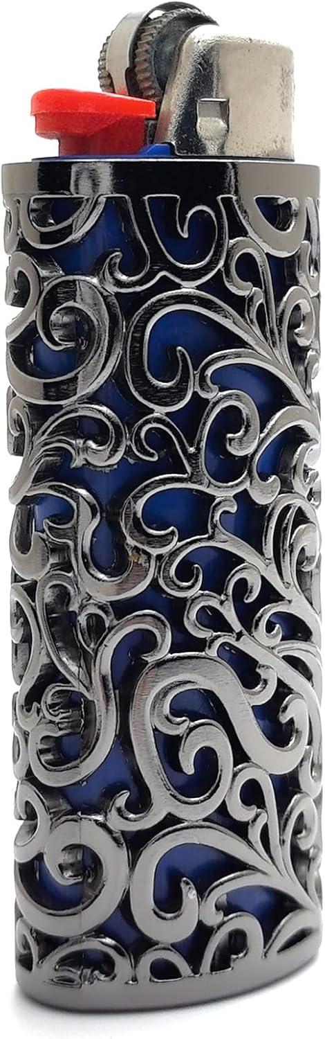 Ornate Floral Metal Lighter Sleeve