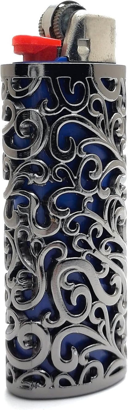 Ornate Floral Metal Lighter Sleeve