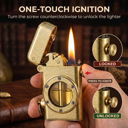 Vintage Brass Trench Lighter Set