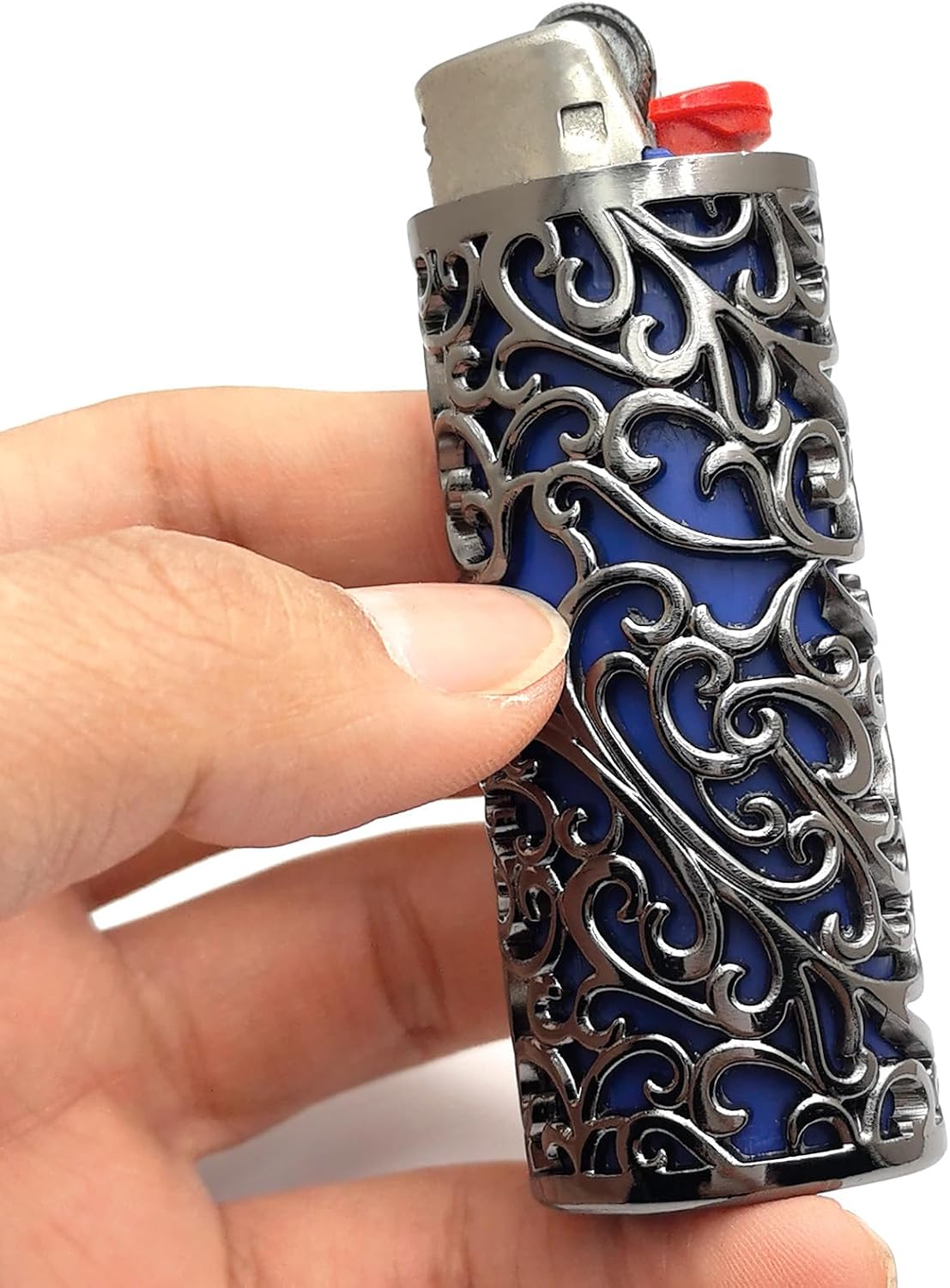 Ornate Floral Metal Lighter Sleeve