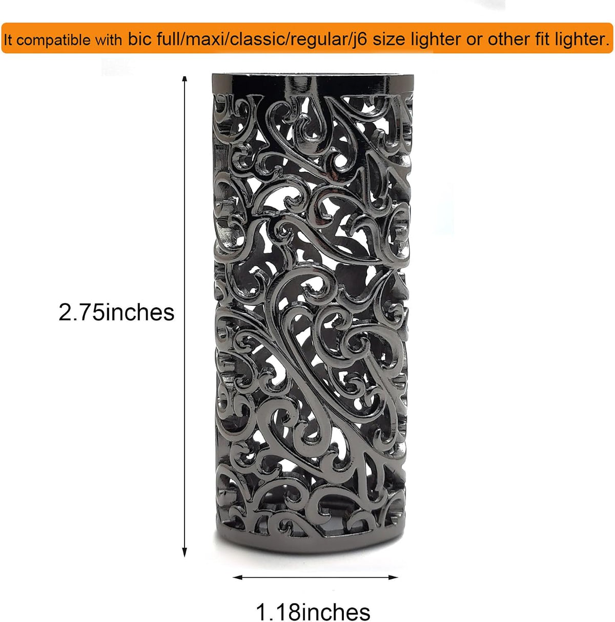 Ornate Floral Metal Lighter Sleeve