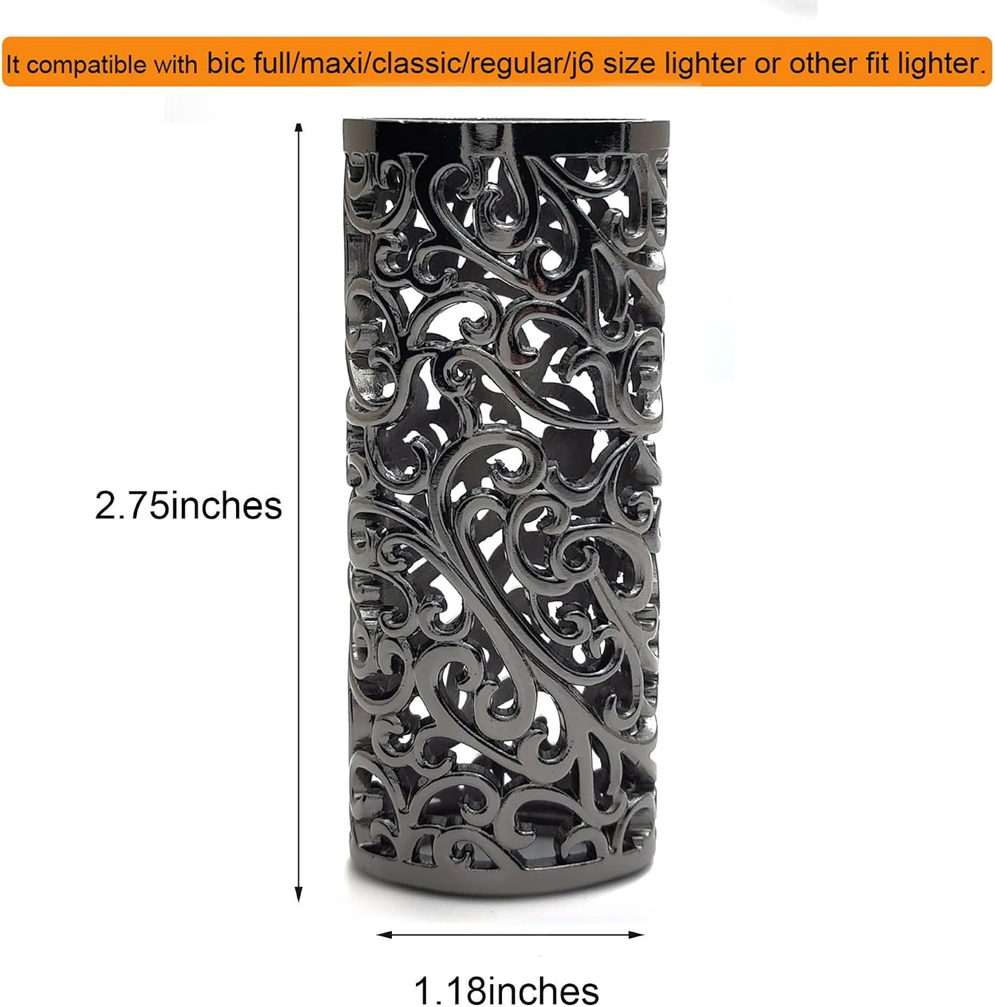 Ornate Floral Metal Lighter Sleeve