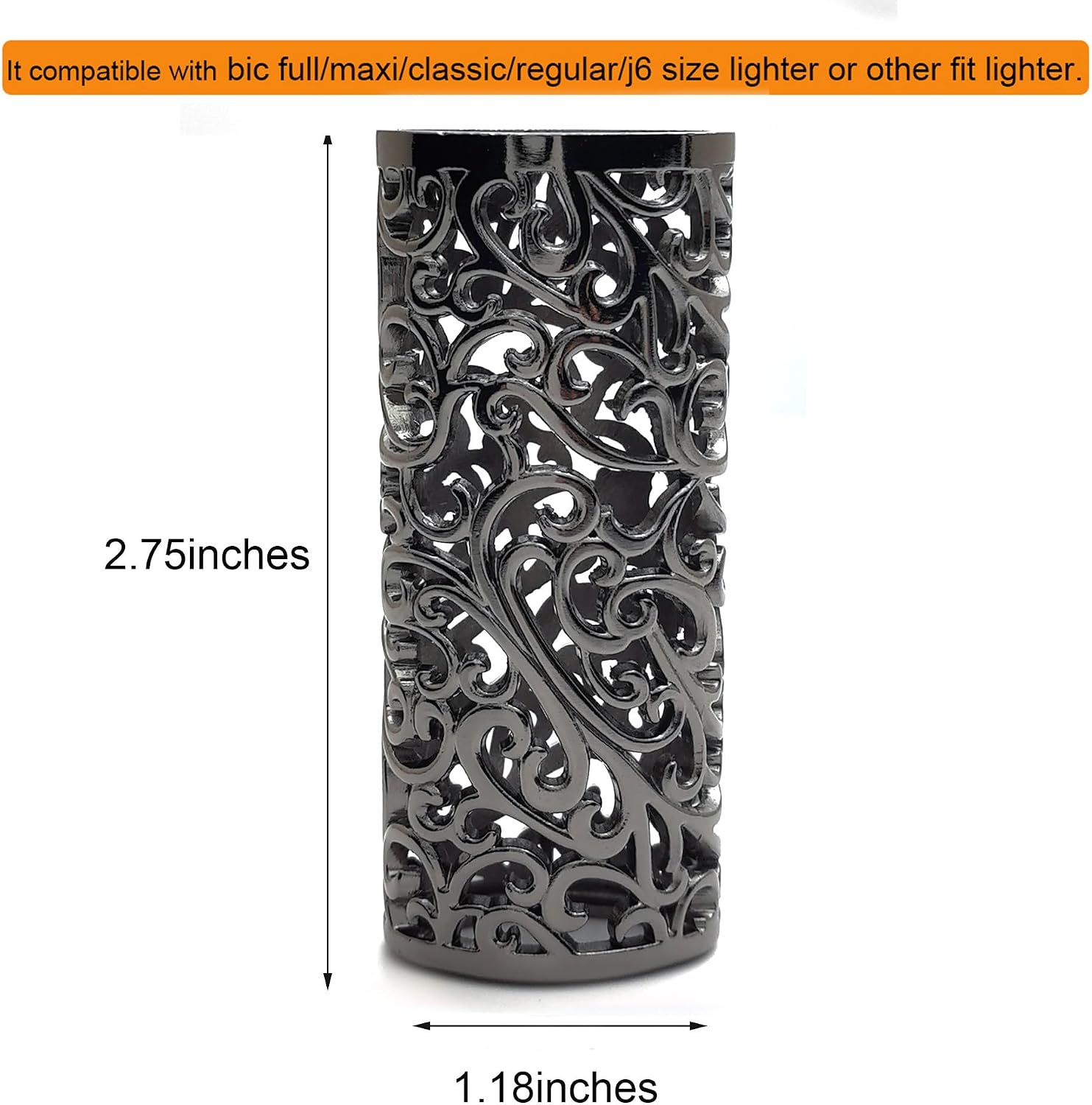 Ornate Floral Metal Lighter Sleeve